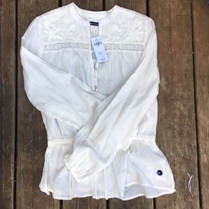 Abercrombie & Fitch long sleeve lace and emb top